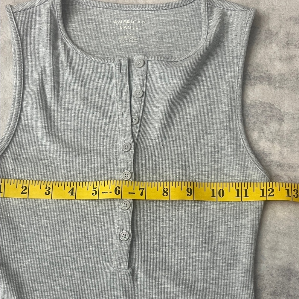 (022)American Eagle Outfitters Gray Sleeveless Bodysuit - Picture 3 of 5